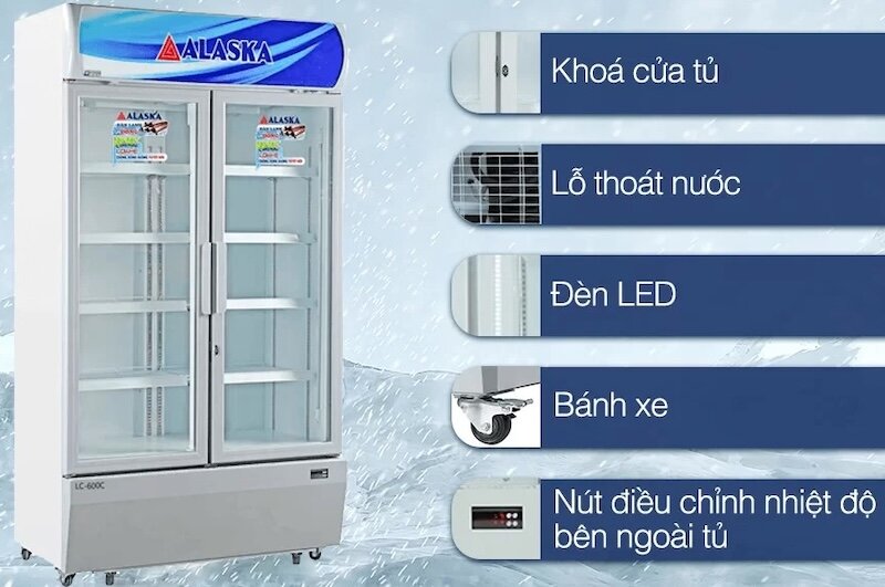 Tủ mát Alaska 2 cánh 600 lít LC-600C tiết kiệm điện, làm lạnh nhanh