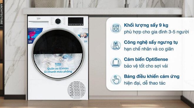 Máy sấy ngưng tụ mới cho năm 2024 Beko 9 kg B3T4319W