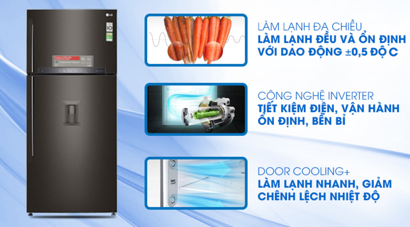 Tủ lạnh LG Inverter GN-D602BL tạo điểm nhấn hiện đại cho ngôi nhà của bạn