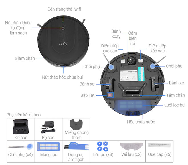 Robot hút bụi Eufy Robovac G10 Hybrid - T2150