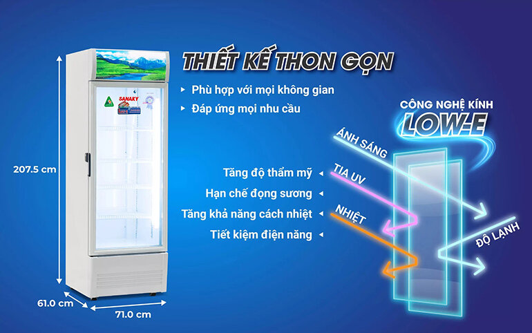 Thiết kế tủ mát Sanaky 1 cánh 480 lít VH-5089K