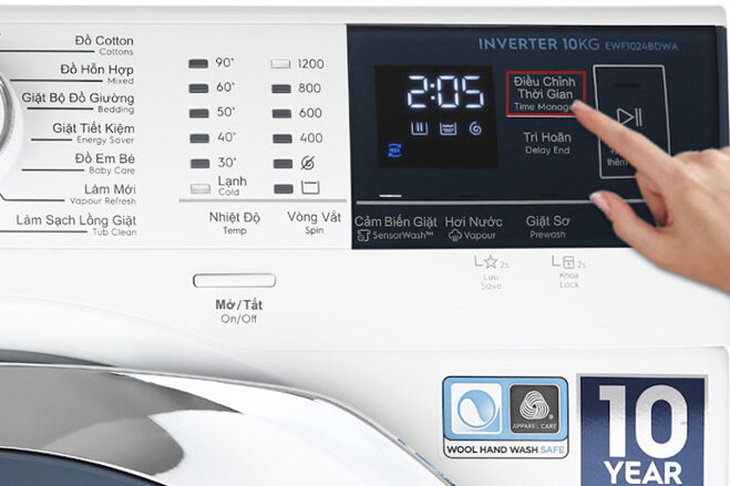 hướng dẫn sử dụng máy giặt Electrolux 10kg