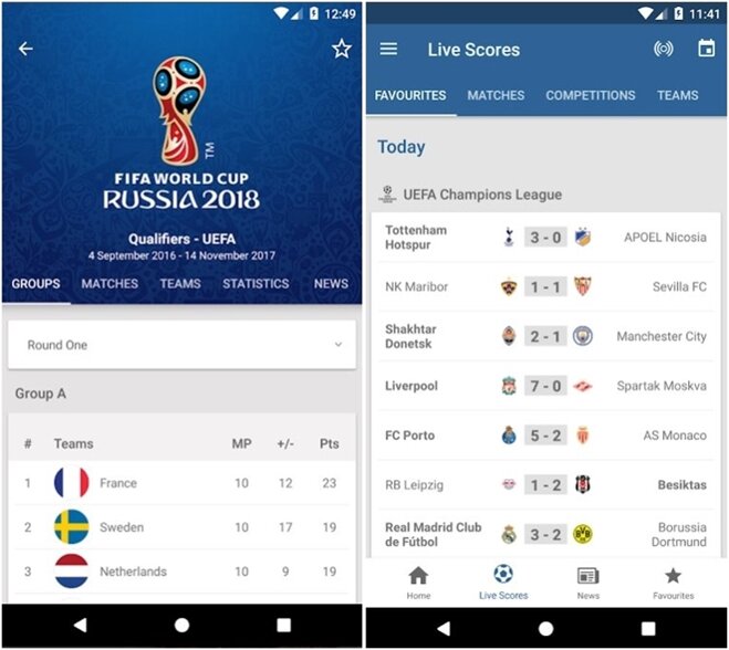 ứng dụng xem world cup 2018 trên smartphone