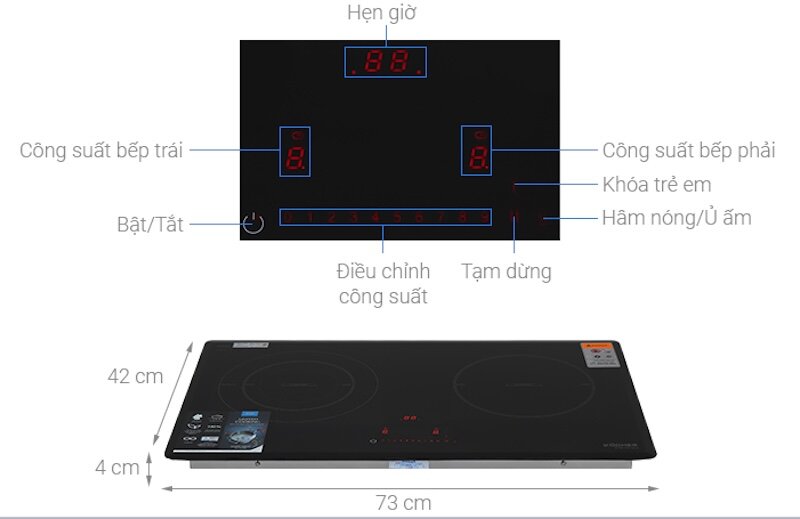 Bếp từ Kocher DI 801GE IPLUS sang trọng, bắt mắt, chất liệu cao cấp