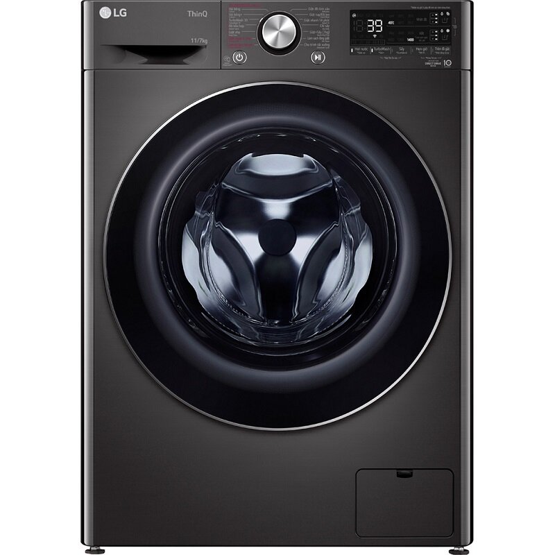 Máy giặt sấy LG Inverter giặt 11kg sấy 7kg FV1411H3BA có thiết kế hiện đại với màu đen sang trọng, thanh lịch
