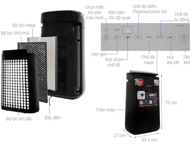 Máy lọc không khí Sharp FP-J80EV-H còn được trang bị chức năng tự động khởi động lại khi có điện mang đến sự tiện lợi.