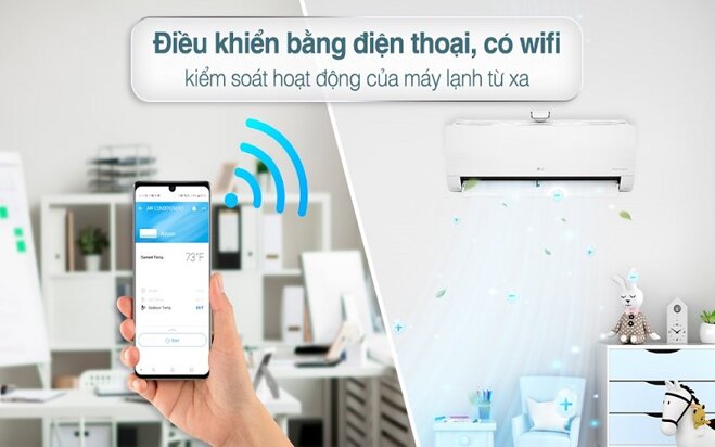 Điều hòa LG V10APFP được trang bị tính năng điều khiển bằng điện thoại có wifi