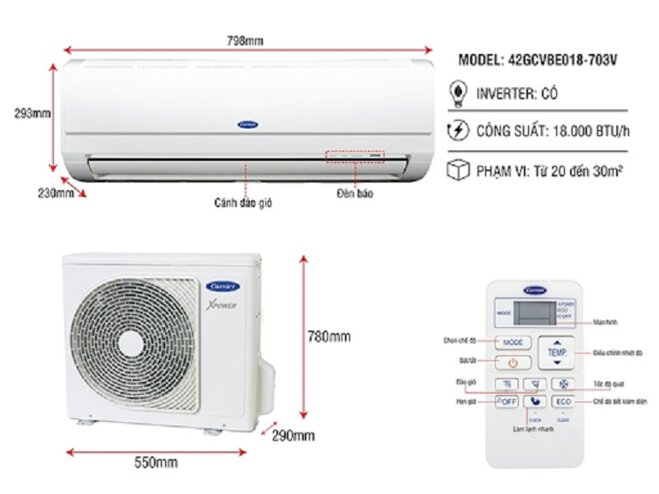 Điều hòa Carrier 38GCVBE018-703V/42GCVBE018-703V chạy một lúc rồi tắt do đâu? Xử lý thế nào?