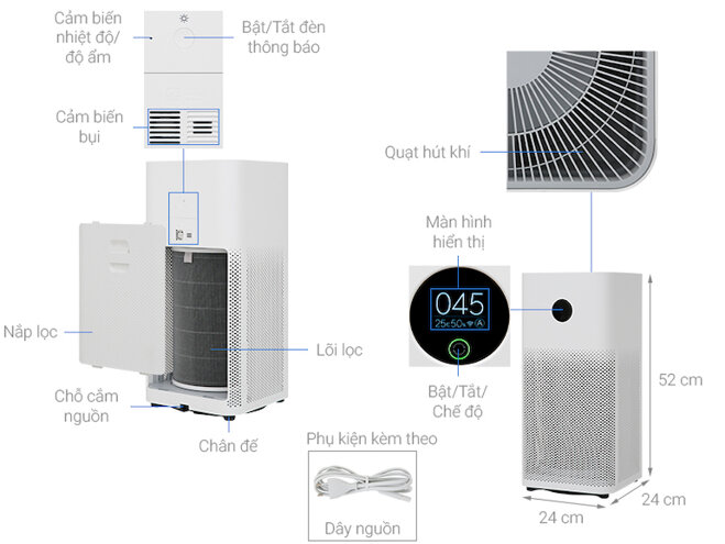 Máy khử mùi không khí Xiaomi Air Purifier 3H