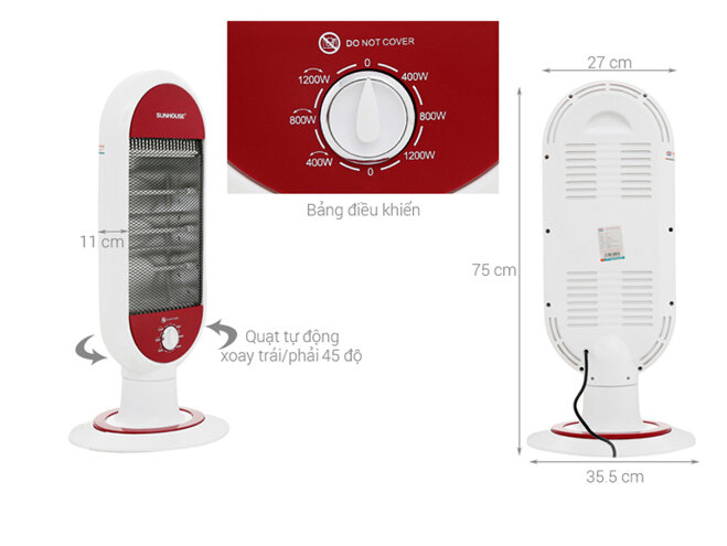 Quạt sưởi Halogen Sunhouse shd7022