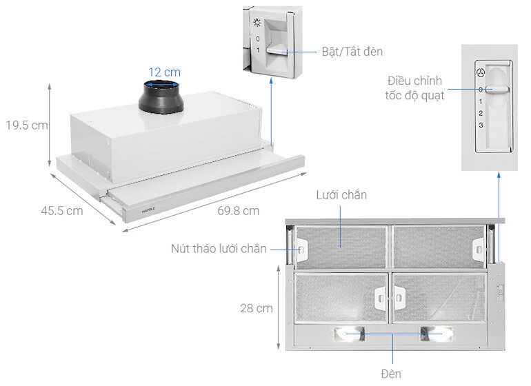 Máy hút mùi âm tủ Hafele HH-S70A