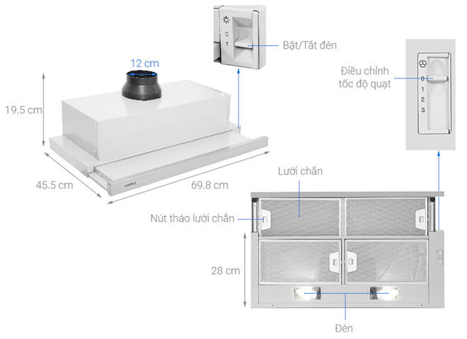 Máy hút mùi âm tủ Hafele HH-S70A