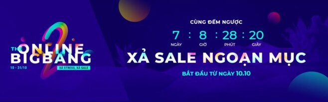 Xả sale ngoạn mục The Online Bigbang 2018 từ 10/10 kết thúc vào 31/10/2018