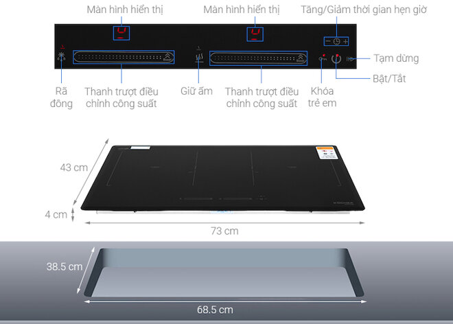 Bếp âm Kocher DIB4-888 được trang bị bảng điều khiển cảm ứng nhạy bén, người dùng có thể tùy chỉnh chuẩn xác và dễ dàng.