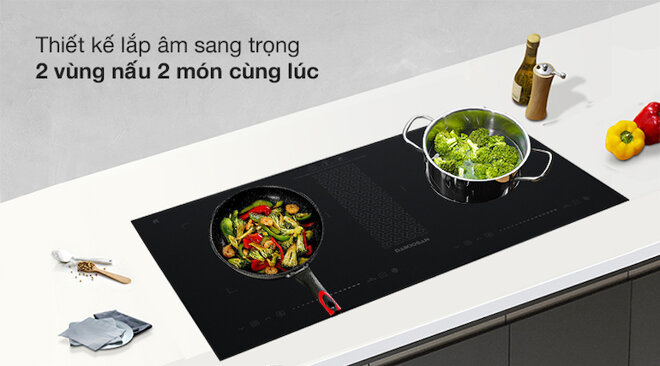 Bếp âm Daikiosan DKT-200007 nấu siêu tốc ở cả 2 vùng nấu.