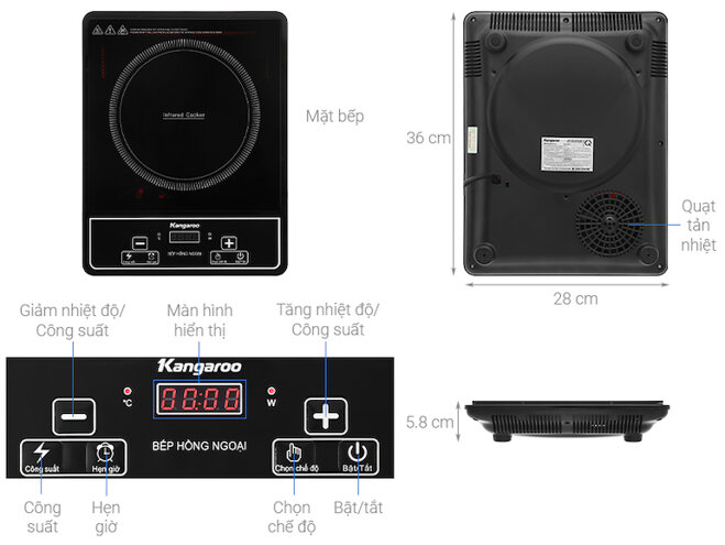 Bếp hồng ngoại Kangaroo KG20IFP1 - sản phẩm bếp dành cho 1 người dễ dàng sử dụng