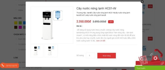 Cây nước nóng lạnh HC01-W giảm giá 40%