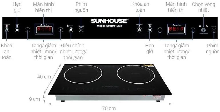 Bếp hồng ngoại âm Sunhouse SHB9112MT