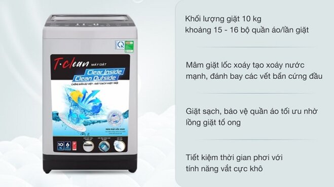 Máy giặt TCL 10 Kg TWA100-B302GM