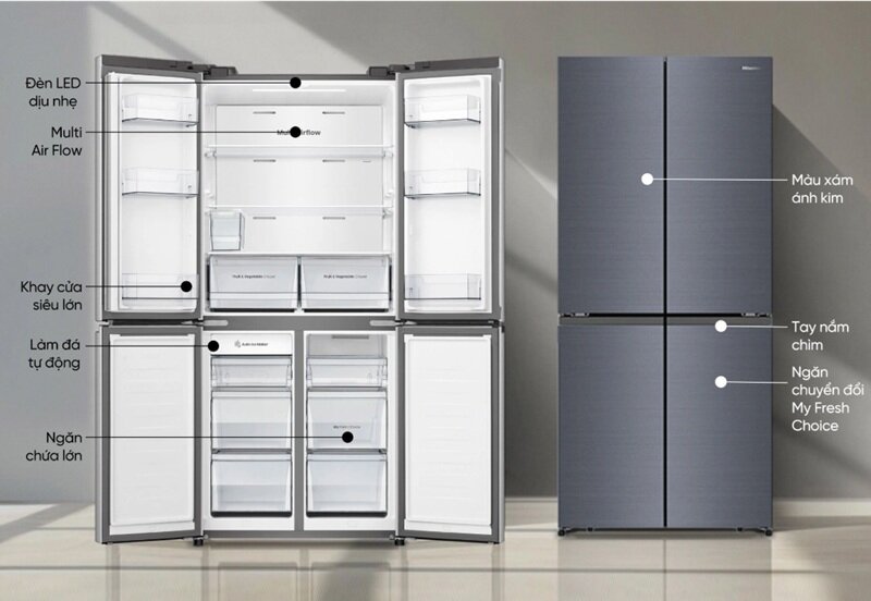 Tủ lạnh 4 cánh Hisense RQ630N4EBUI3 có làm đá tự động, giá 