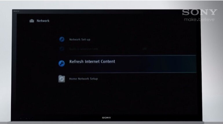 Chọn Refresh Internet Content để làm mới nội dung internet