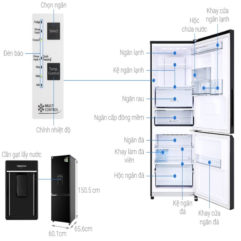 Tủ lạnh Panasonic 255 lít với thiết kế sang trọng và tinh tế làm nổi bật không gian căn bếp của gia đình bạn