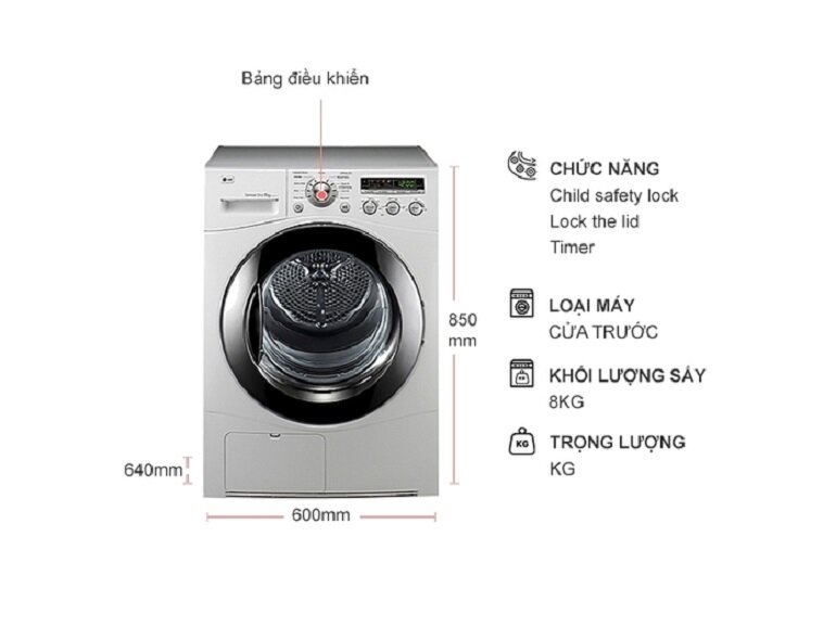 Máy sấy quần áo LG DR80BW