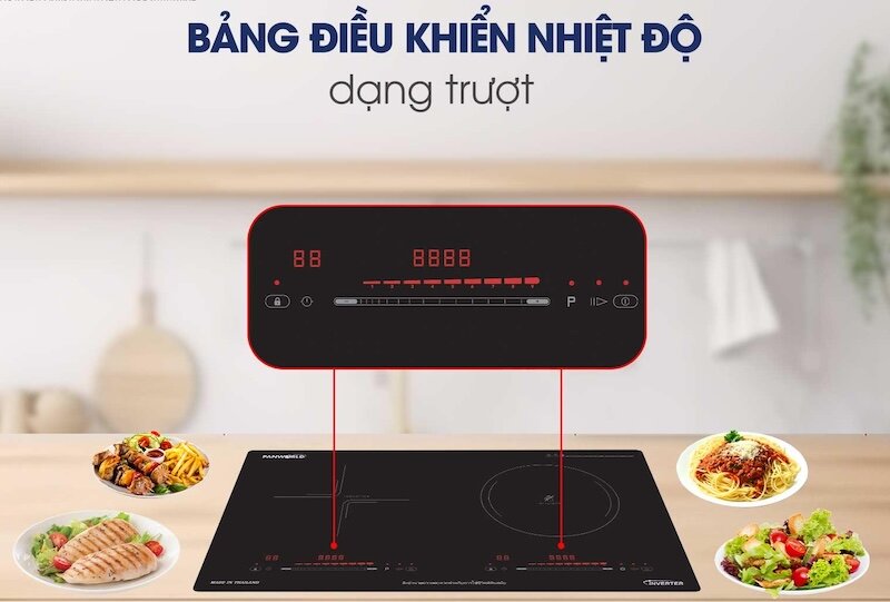 Bếp điện từ Panworld PW-1983 sử dụng bảng điều khiển cảm ứng dạng trượt