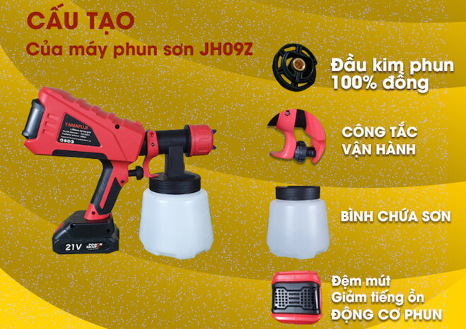 Máy phun sơn cầm tay chạy pin Yamafuji JH-09Z