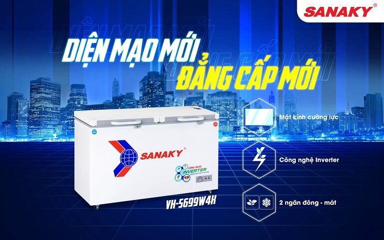 Tủ đông Sanaky 2 ngăn 560 lít VH-5699W4K