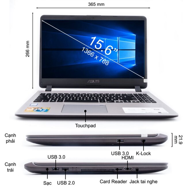 Asus Laptop X507UA phục vụ tốt cho nhu cầu sử dụng của học sinh, sinh viên