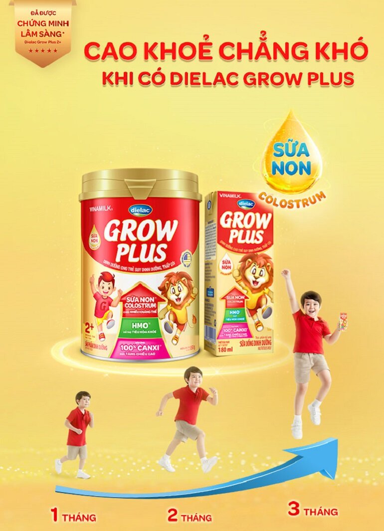 Sữa Dielac Grow Plus 2+ giúp bé tăng cân nhanh