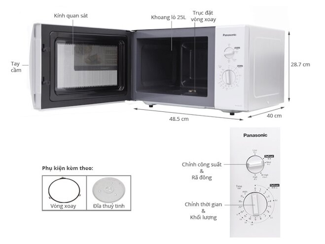 Lò vi sóng Panasonic NN-SM33HMYUE với kiểu dáng sang trọng, hiện đại.