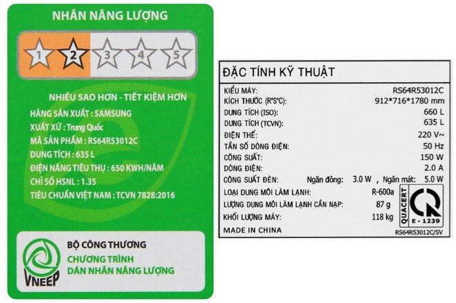 Tủ lạnh Side by Side 617 lít Samsung RS64R53012C/SV 