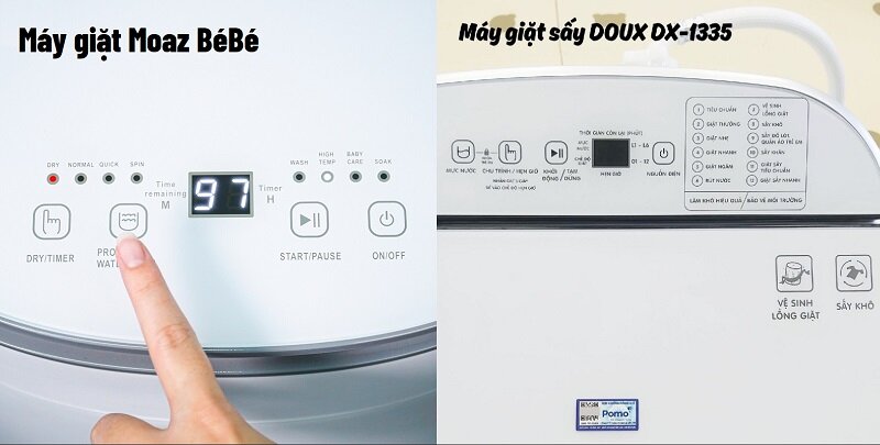 so sánh máy giặt mini Moaz BéBé và Doux