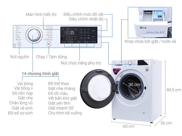 Máy giặt LG FC1475N5W2 giá tham khảo 5.990.000đ tại websosanh.vn