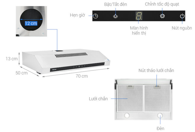 Máy hút mùi Malloca H342.7 TC