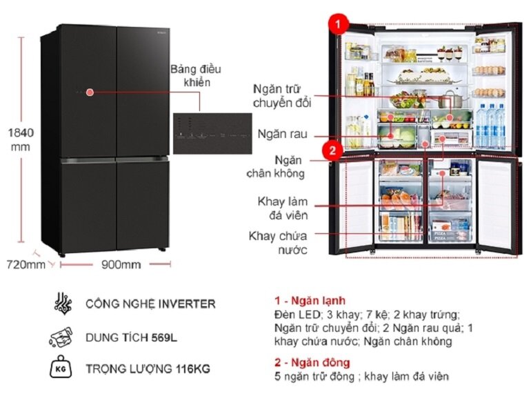 Đánh giá tủ lạnh Hitachi WB640VGV0(GBK) về công nghê
