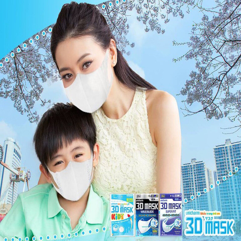 Ưu điểm nổi bật của khẩu trang 3D cho bé Unicharm