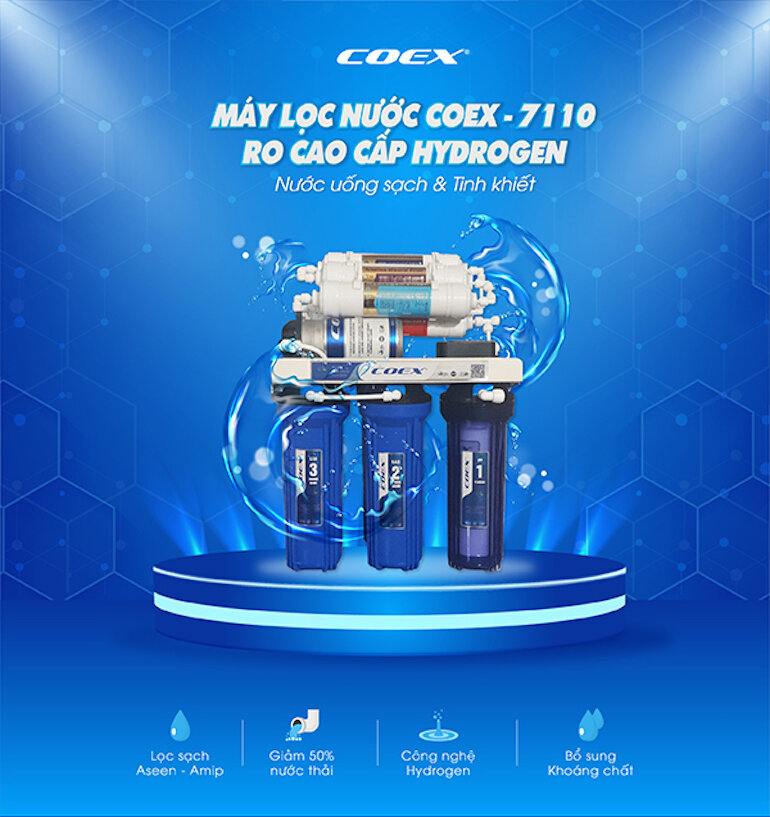 Máy lọc nước COEX Hydrogen WP – 7110KV sử dụng lõi lọc LG-Hàn Quốc.