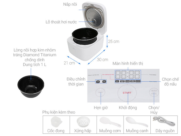 Nồi cơm điện từ cao tần Xiaomi ZHF4009GL với công nghệ nấu cao tần giúp cơm chín đều, nhanh chóng và giàu dưỡng chất hơn.