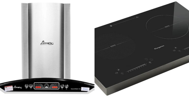 Combo bộ bếp từ đôi và máy hút mùi áp tường