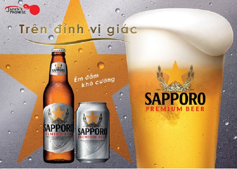 Sapporo bia xuất xứ thương hiệu từ Nhật Bản