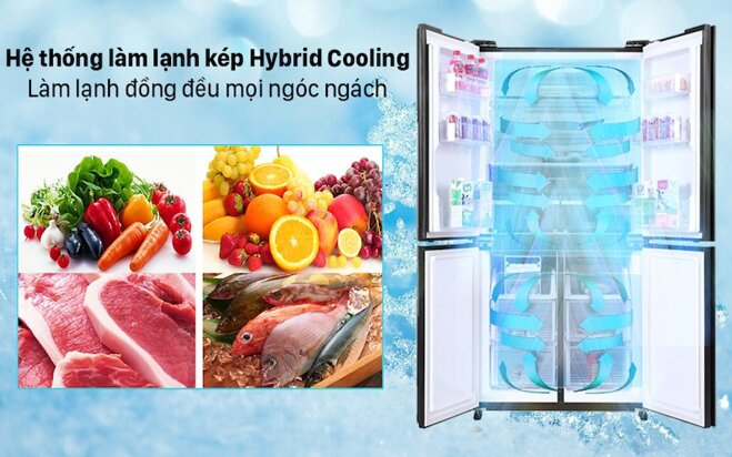 Tủ lạnh Sharp SJ-FX600V được tích hợp công nghệ làm lạnh kép Hybrid cooling