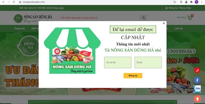 Nông sản Dũng Hà - Trang Website bán thực phẩm online uy tín ở TP HCM, Hà Nội