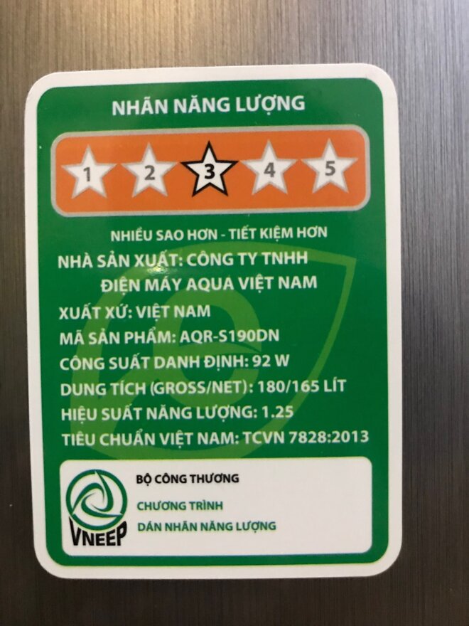 Nhãn năng lượng cho máy lạnh do Bộ Công Thương cấp