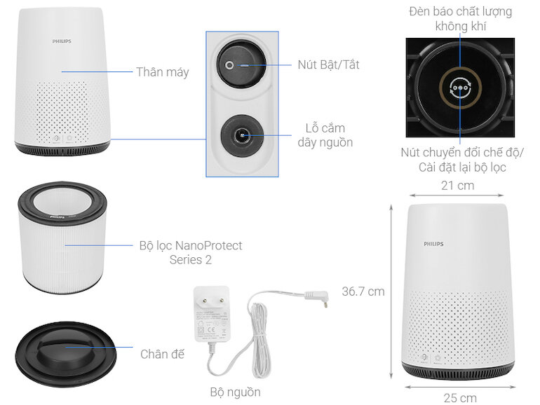 Máy lọc không khí Philips ac0820/10 có khả năng loại bỏ nấm mốc, virus H1N1, vi khuẩn, phấn hoa, bụi bẩn…để đảm bảo bầu không khí trong lành nhất.