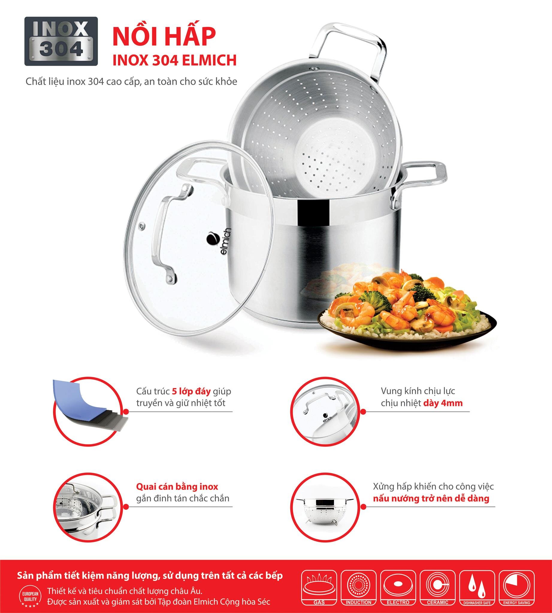 Nồi hấp inox Elmich EL3360