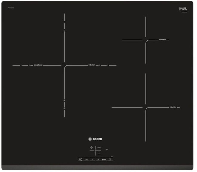 Thiết kế của bếp từ 3 bếp Bosch PID631BB1E 7400W