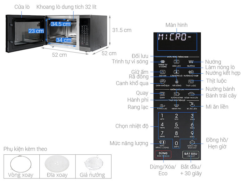 Lò vi sóng Sharp có nướng R-C932XVN-BST